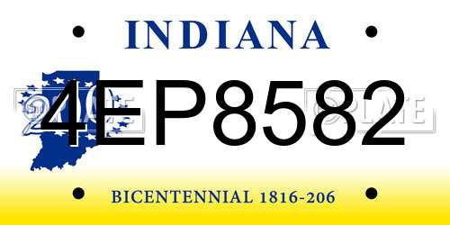 4EP8582 Indiana License Plate