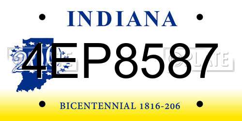 4EP8587 Indiana License Plate