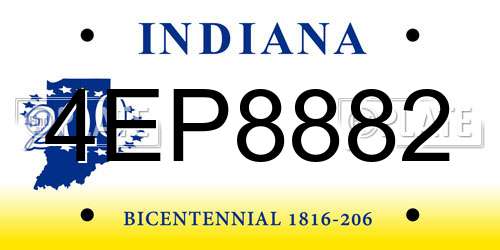 4EP8882 Indiana License Plate