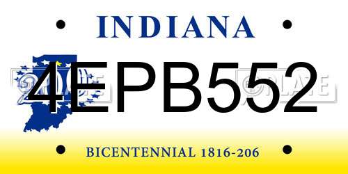 4EPB552 Indiana License Plate
