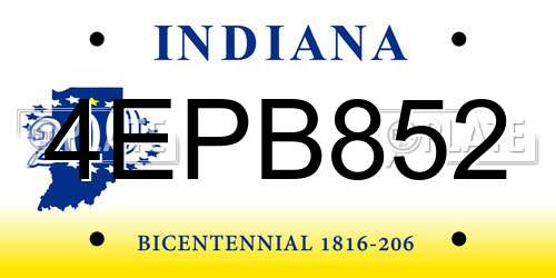 4EPB852 Indiana License Plate