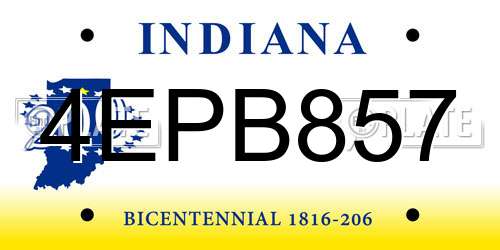 4EPB857 Indiana License Plate