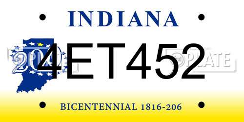 4ET452 Indiana License Plate