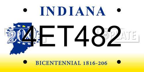 4ET482 Indiana License Plate