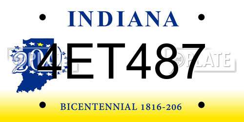 4ET487 Indiana License Plate