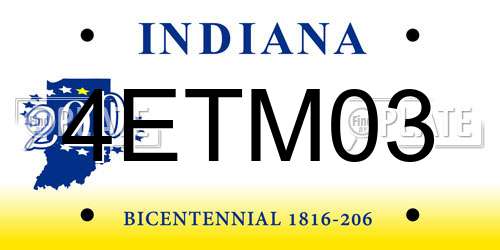 4ETM03 Indiana License Plate
