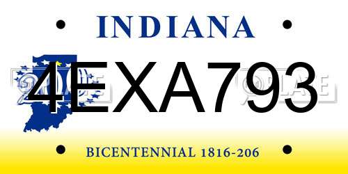 4EXA793 Indiana License Plate