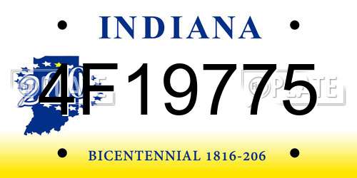 4F19775 Indiana License Plate