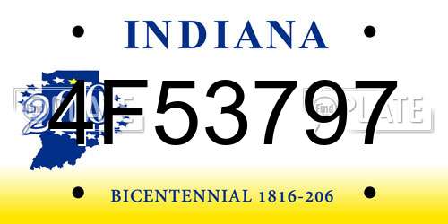 4F53797 Indiana License Plate