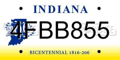4FBB855 Indiana License Plate