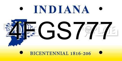 4FGS777 Indiana License Plate