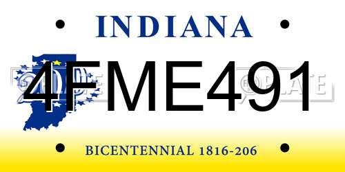 4FME491 Indiana License Plate