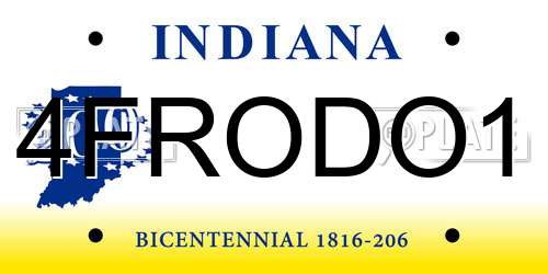 4FRODO1 Indiana License Plate