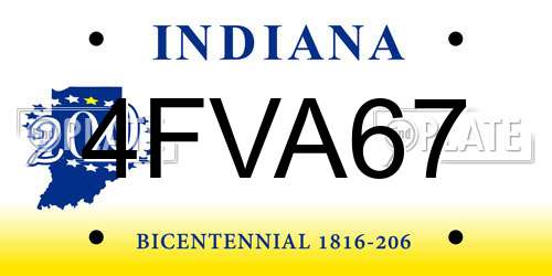 4FVA67 Indiana License Plate
