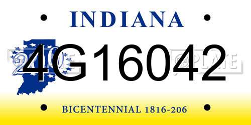 4G16042 Indiana License Plate