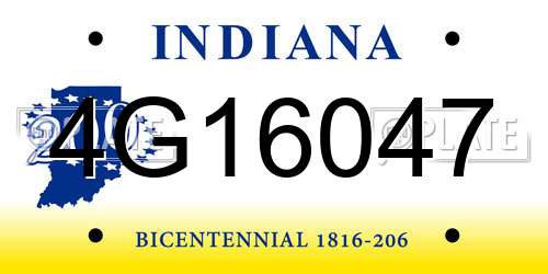 4G16047 Indiana License Plate