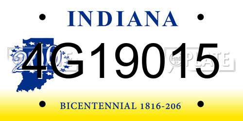 4G19015 Indiana License Plate