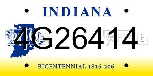 4G26414 Indiana License Plate