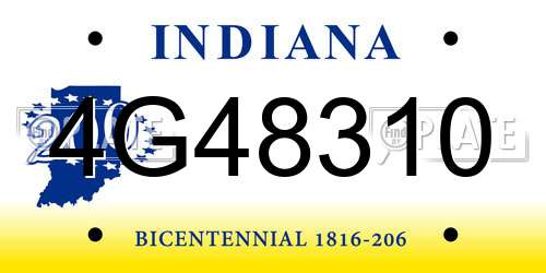 4G48310 Indiana License Plate