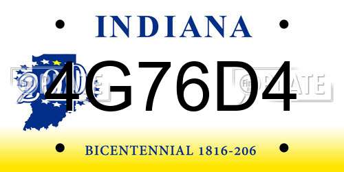 4G76D4 Indiana License Plate