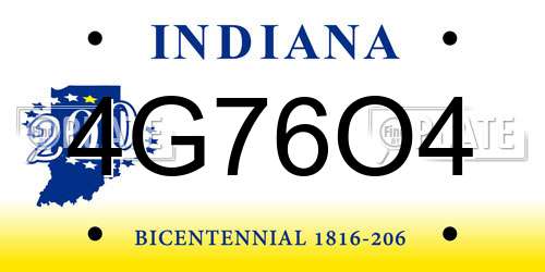 4G76O4 Indiana License Plate