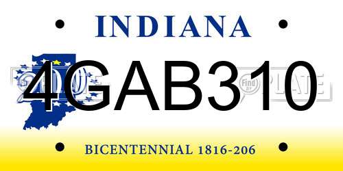 4GAB310 Indiana License Plate
