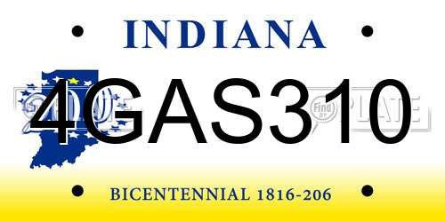 4GAS310 Indiana License Plate