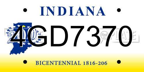 4GD7370 Indiana License Plate