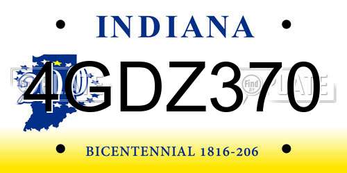 4GDZ370 Indiana License Plate