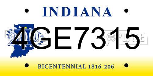 4GE7315 Indiana License Plate