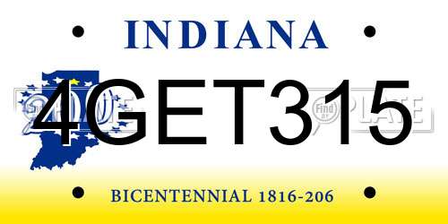 4GET315 Indiana License Plate