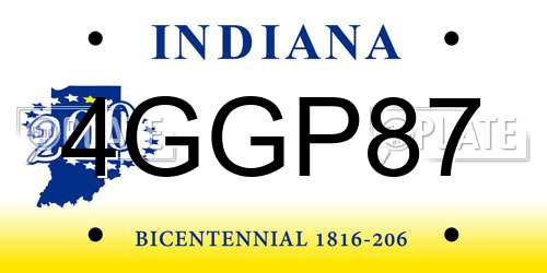 4GGP87 Indiana License Plate