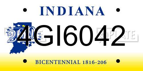 4GI6042 Indiana License Plate