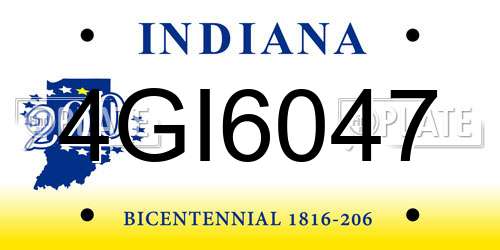 4GI6047 Indiana License Plate