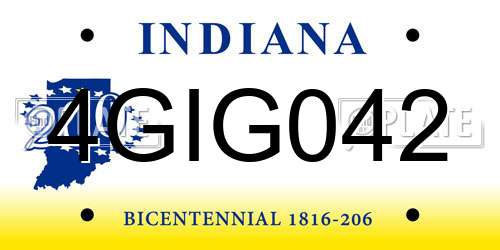 4GIG042 Indiana License Plate
