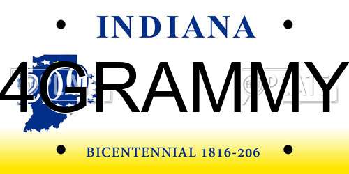 4GRAMMY Indiana License Plate