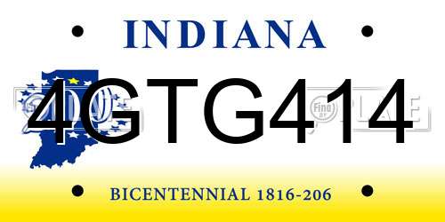 4GTG414 Indiana License Plate