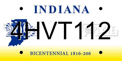 4HVT112 Indiana License Plate