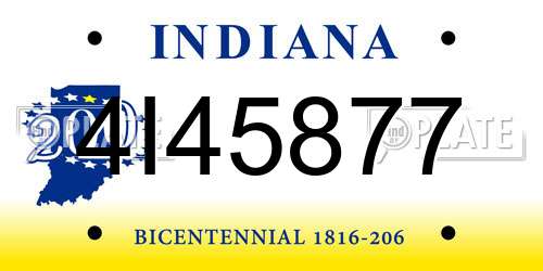 4I45877 Indiana License Plate