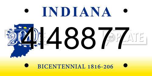 4I48877 Indiana License Plate