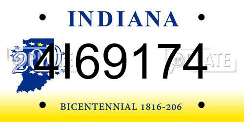 4I69174 Indiana License Plate