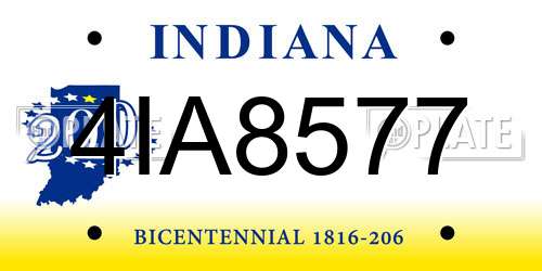 4IA8577 Indiana License Plate