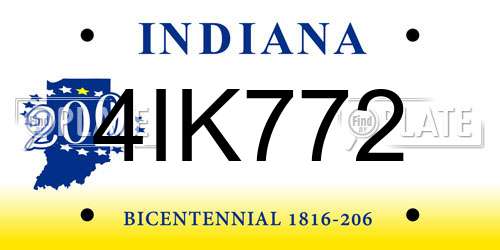 4IK772 Indiana License Plate