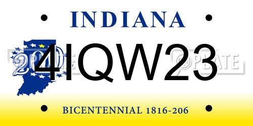 4IQW23 Indiana License Plate