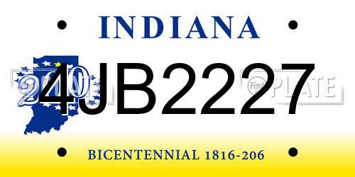 4JB2227 Indiana License Plate