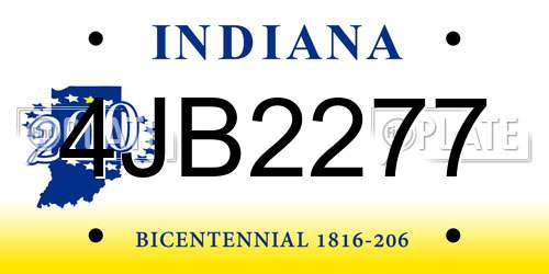 4JB2277 Indiana License Plate