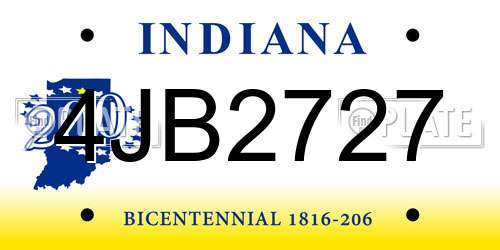 4JB2727 Indiana License Plate