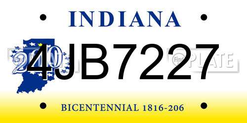 4JB7227 Indiana License Plate