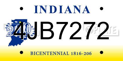 4JB7272 Indiana License Plate