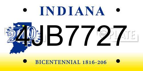 4JB7727 Indiana License Plate